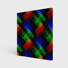 Холст квадратный с принтом Разноцветный мраморный узор  в Тюмени, 100% ПВХ |  | абстрактный | зеленый | красный | мраморный | пэчворк | радужный | разноцветный | синий | черный