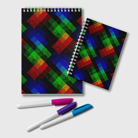 Блокнот с принтом Разноцветный мраморный узор  в Тюмени, 100% бумага | 48 листов, плотность листов — 60 г/м2, плотность картонной обложки — 250 г/м2. Листы скреплены удобной пружинной спиралью. Цвет линий — светло-серый
 | абстрактный | зеленый | красный | мраморный | пэчворк | радужный | разноцветный | синий | черный