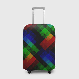 Чехол для чемодана 3D с принтом Разноцветный мраморный узор  в Тюмени, 86% полиэфир, 14% спандекс | двустороннее нанесение принта, прорези для ручек и колес | абстрактный | зеленый | красный | мраморный | пэчворк | радужный | разноцветный | синий | черный