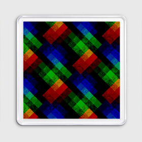 Магнит 55*55 с принтом Разноцветный мраморный узор  в Тюмени, Пластик | Размер: 65*65 мм; Размер печати: 55*55 мм | абстрактный | зеленый | красный | мраморный | пэчворк | радужный | разноцветный | синий | черный