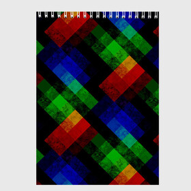 Скетчбук с принтом Разноцветный мраморный узор  в Тюмени, 100% бумага
 | 48 листов, плотность листов — 100 г/м2, плотность картонной обложки — 250 г/м2. Листы скреплены сверху удобной пружинной спиралью | абстрактный | зеленый | красный | мраморный | пэчворк | радужный | разноцветный | синий | черный