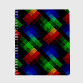 Тетрадь с принтом Разноцветный мраморный узор  в Тюмени, 100% бумага | 48 листов, плотность листов — 60 г/м2, плотность картонной обложки — 250 г/м2. Листы скреплены сбоку удобной пружинной спиралью. Уголки страниц и обложки скругленные. Цвет линий — светло-серый
 | абстрактный | зеленый | красный | мраморный | пэчворк | радужный | разноцветный | синий | черный
