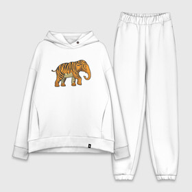 Женский костюм хлопок Oversize с принтом Тигровый слон в Тюмени,  |  | 2022 | animal | cat | elephant | lion | tiger | африка | год тигра | животные | зверь | зубы | кот | кошка | лев | охотник | полосатый | природа | слон | слоненок | тигр | тигренок | тигрица | хищник