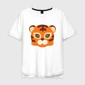 Мужская футболка хлопок Oversize с принтом Cute Tiger в Тюмени, 100% хлопок | свободный крой, круглый ворот, “спинка” длиннее передней части | 2022 | animal | cat | lion | tiger | год тигра | животные | зверь | зубы | кот | кошка | лев | охотник | полосатый | природа | тигр | тигренок | тигрица | хищник
