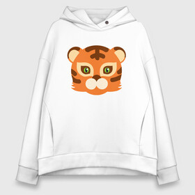 Женское худи Oversize хлопок с принтом Cute Tiger в Тюмени, френч-терри — 70% хлопок, 30% полиэстер. Мягкий теплый начес внутри —100% хлопок | боковые карманы, эластичные манжеты и нижняя кромка, капюшон на магнитной кнопке | 2022 | animal | cat | lion | tiger | год тигра | животные | зверь | зубы | кот | кошка | лев | охотник | полосатый | природа | тигр | тигренок | тигрица | хищник