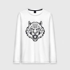 Мужской лонгслив хлопок с принтом White Tiger в Тюмени, 100% хлопок |  | 2022 | animal | cat | lion | tiger | год тигра | животные | зверь | зубы | кот | кошка | лев | охотник | полосатый | природа | тигр | тигренок | тигрица | хищник