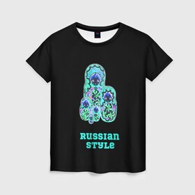 Женская футболка 3D с принтом русский стиль матрешка в Тюмени, 100% полиэфир ( синтетическое хлопкоподобное полотно) | прямой крой, круглый вырез горловины, длина до линии бедер | матрешка | народный | неоновый | русский | стиль | этно