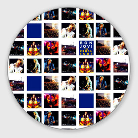 Коврик для мышки круглый с принтом The Crush Tour - Bon Jovi в Тюмени, резина и полиэстер | круглая форма, изображение наносится на всю лицевую часть | bon jovi | john | альбом | арена | бон | бон джови | глэм | группа | джови | джон | метал | музыка | надпись | песни | поп | попрок | рок | рокер | смайл | солист | софт | стена | хард | хеви | хевиметал