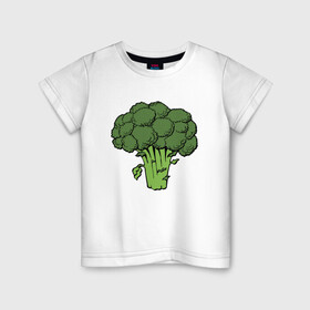 Детская футболка хлопок с принтом Брокколи в Тюмени, 100% хлопок | круглый вырез горловины, полуприлегающий силуэт, длина до линии бедер | брокколи | еда | зож | капуста | овощ | растения