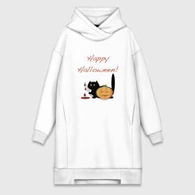 Платье-худи хлопок с принтом Happy Halloween! в Тюмени,  |  | halloween | hallowin | hellowin | котик | страшилка | тыква | хэллоувин