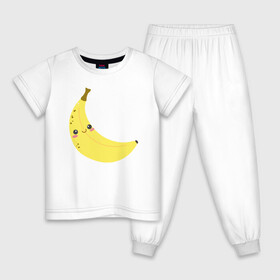 Детская пижама хлопок с принтом Веселый банан в Тюмени, 100% хлопок |  брюки и футболка прямого кроя, без карманов, на брюках мягкая резинка на поясе и по низу штанин
 | Тематика изображения на принте: банан | еда | иллюстрация | плод | рисунок | с глазами
