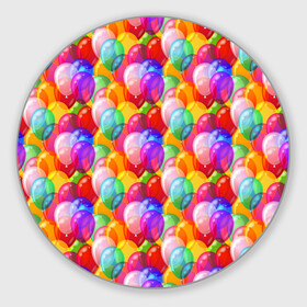 Коврик для мышки круглый с принтом Воздушные Шары в Тюмени, резина и полиэстер | круглая форма, изображение наносится на всю лицевую часть | birthday | happy birthday | holiday | воздушные шары | день рождения | именины | подарки | праздник | торт | юбилей