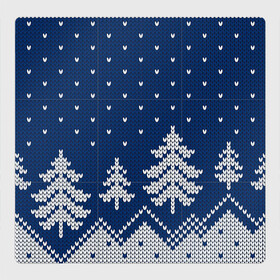 Магнитный плакат 3Х3 с принтом Зимняя ночь в Тюмени, Полимерный материал с магнитным слоем | 9 деталей размером 9*9 см | арт | вязаный рисунок | вязь | зима | зимняя ночь | лес | новый год | ночь | рисунок | рождество | снег | снеговик | снеговики | снежинка | снежинки