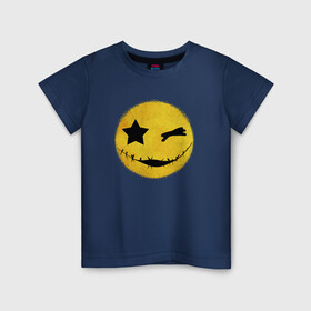 Детская футболка хлопок с принтом Смайл желтый в Тюмени, 100% хлопок | круглый вырез горловины, полуприлегающий силуэт, длина до линии бедер | emoji | smile | глаза крестики | злой смайл | злой смайлик | зубы | контраст | крестики | подарок | пятна | смайл | смайлик | улыбка | эмоджи | эмоция