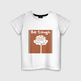 Детская футболка хлопок с принтом Be tough  в Тюмени, 100% хлопок | круглый вырез горловины, полуприлегающий силуэт, длина до линии бедер | black cat | cat | girls fashion | modernart | pink | tough