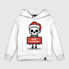 Детское худи Oversize хлопок с принтом Merry Christmas joke в Тюмени, френч-терри — 70% хлопок, 30% полиэстер. Мягкий теплый начес внутри —100% хлопок | боковые карманы, эластичные манжеты и нижняя кромка, капюшон на магнитной кнопке | holiday | joke | merry christmas | new year | poster | skeleton | skull | новый год | постер | праздник | рождество | скелет | череп | шутка