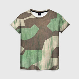 Женская футболка 3D с принтом Камуфляж хаки армейский в Тюмени, 100% полиэфир ( синтетическое хлопкоподобное полотно) | прямой крой, круглый вырез горловины, длина до линии бедер | army | beige | brown | camouflage | green | khaki | military | rhombuses | spots | армейский | бежевый | зелёный | камуфляж | коричневый | милитари | пятна | ромбы | хаки