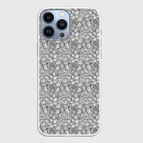 Чехол для iPhone 13 Pro Max с принтом Ажурный кружевной узор в Тюмени,  |  | абстрактный | ажурный узор | женский | кружевные цветы | современный | цветочный узор | черное кружево | черный и белый