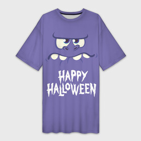 Платье-футболка 3D с принтом HAPPY HALLOWEEN в Тюмени,  |  | halloween | holiday | pumpkin | samayn | vampire | zombie | вампир | ведьма | вечеринка | день всех святых | зомби | карнавал | маскарад | мертвец | оборотень | привидение | самайн | светильник джека | страшный джек | труп