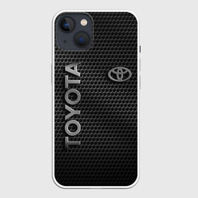 Чехол для iPhone 13 с принтом TOYOTA STEEL HONEYCOMBS в Тюмени,  |  | Тематика изображения на принте: toyota | авто | автомобиль | логотип | марка | машина | надпись | соты | сталь | текстура | тоета | тойота