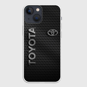 Чехол для iPhone 13 mini с принтом TOYOTA STEEL HONEYCOMBS в Тюмени,  |  | toyota | авто | автомобиль | логотип | марка | машина | надпись | соты | сталь | текстура | тоета | тойота