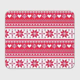 Прямоугольный коврик для мышки с принтом Новогодний уют в Тюмени, натуральный каучук | размер 230 х 185 мм; запечатка лицевой стороны | арт | вязаный рисунок | вязь | новый год | рисунок | рождество | сердечки | сердечко | сердца | сердце | снег | снежинка | снежинки