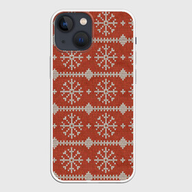Чехол для iPhone 13 mini с принтом Вязаный рисунок в Тюмени,  |  | Тематика изображения на принте: арт | вязаный рисунок | вязь | новый год | рисунок | рождество | снег | снежинка | снежинки