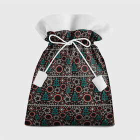 Подарочный 3D мешок с принтом Зимний рождественский узор в Тюмени, 100% полиэстер | Размер: 29*39 см | в горошек | детский | елка | звезды | зимний узор | новогодний | подарки | рождественский | черный фон