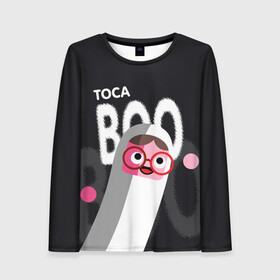 Женский лонгслив 3D с принтом Toca Boo в Тюмени, 100% полиэстер | длинные рукава, круглый вырез горловины, полуприлегающий силуэт | digital toys | gamer | games | helicopter taxi | pets | toca boca | toca hair salon | toca kitchen | toca life | toca life city | toca life worl | toca tea party | video games | игры