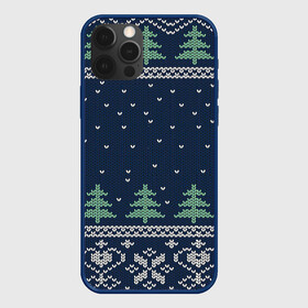 Чехол для iPhone 12 Pro с принтом Зимняя ночь в Тюмени, силикон | область печати: задняя сторона чехла, без боковых панелей | арт | вязаный рисунок | вязь | дерево | деревья | ёлка | ёлки | ель | зима | новый год | ночь | рисунок | рождество | снег | снежинка | снежинки