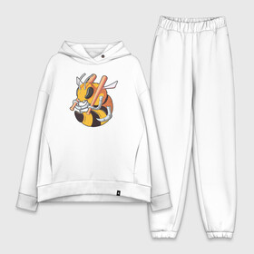 Женский костюм хлопок Oversize с принтом Злая пчела в Тюмени,  |  | Тематика изображения на принте: бита | дикая пчела | жало | злость | насекомые | пчела