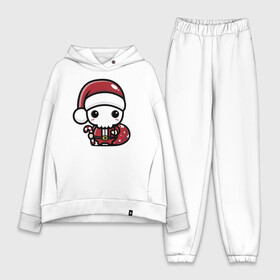 Женский костюм хлопок Oversize с принтом Маленький Санта Клаус в Тюмени,  |  | eyes | gifts | heart | holiday | santa klaus | skeleton | skull | star | глаза | дед мороз | звезда | подарки | праздник | сердце | скелет | череп