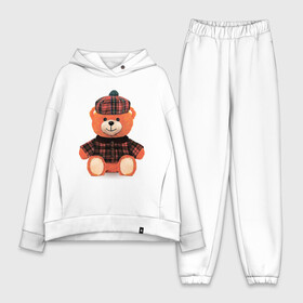 Женский костюм хлопок Oversize с принтом Медвежонок шотландец в Тюмени,  |  | медведь | медвежонок | милый | оранжевый | плюшевый | пушистый