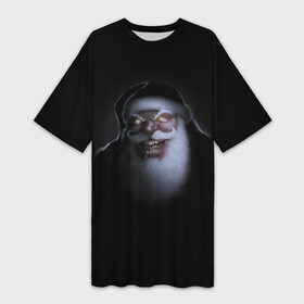 Платье-футболка 3D с принтом Свирепый кровожадный Санта в Тюмени,  |  | beard | hype | jaw | moustache | muzzle | new year | saliva | santa klaus | teeth | view | борода | взгляд | дед мороз | зубы | новый год | пасть | слюна | усы | хайп