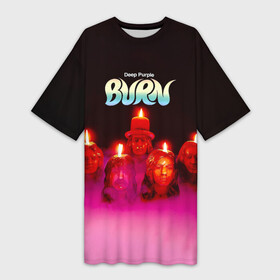 Платье-футболка 3D с принтом Deep Purple  Burn в Тюмени,  |  | deep purple | альбом | гловер | группа | дееп | деп | ди | дип перпл | диперпл | дипперпл | иэн гиллан | иэн пэйс | лого | логотип | метал | морс | пепл | прогрессивный | психоделический | рок | символ | хард