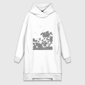 Платье-худи хлопок с принтом Сакура в минимализме в Тюмени,  |  | black  white | minimalism | sakura | минимализм | сакура | чёрно белое
