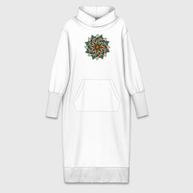 Платье удлиненное хлопок с принтом Лоскутная мандала в Тюмени,  |  | круг | круглая | лоскутное | лоскуты | медитативный | медитация | орнамент | радиальная | узор | этнический