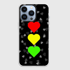 Чехол для iPhone 13 Pro с принтом СВЕТОФОР ИЗ СЕРДЕЦ в Тюмени,  |  | affection | cardiac | fondness | heart | love | loving | девочке | девушке | женская солидарность | любить | любовь | мальчику | маме | мужчине | парная | светофор из сердец | сердечко | сердце