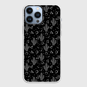 Чехол для iPhone 13 Pro Max с принтом Черно белые кактусы в Тюмени,  |  | лето | мексиканский | монохромный | пляжный | популярный узор | пустыня | современный | цветы кактуса | черно белый