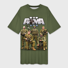 Платье-футболка 3D с принтом Арма  Arma, военный симулятор в Тюмени,  |  | arma | arma tactics | army | khaki | machine | soldiers | tactical | war | автоматы | арма | армия | военный симулятор | война | оружие | симулятор | солдаты | стрелялки | тактические | хаки
