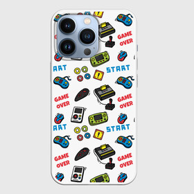 Чехол для iPhone 13 Pro с принтом START | GAME OVER в Тюмени,  |  | Тематика изображения на принте: game over | nintendo | pattern | sega | sony | start | tetris | денди | конец игры | нинтедо | нинтендо | паттерн | приставка | сега | сони | старт | тетрис