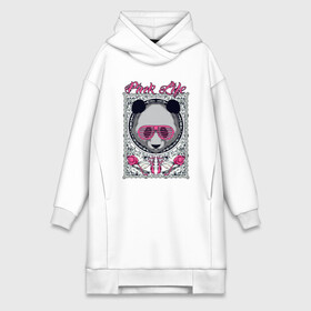 Платье-худи хлопок с принтом Панда в розовых очках в Тюмени,  |  | голова | животное | медведь | очки | панда | роза | розы | цветы