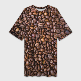 Платье-футболка 3D с принтом Кофемания в Тюмени,  |  | Тематика изображения на принте: black | coffee | coffee beans | coffeemania | roasted | жареные | зерна | кофе | кофейные | кофемания | черные