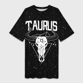 Платье-футболка 3D с принтом Dark Taurus в Тюмени,  |  | taurus | zodiac | астрология | гороскоп | гороскопы | зз | знаки зодиака | зодиак | телец