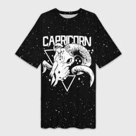 Платье-футболка 3D с принтом Dark Capricorn в Тюмени,  |  | capricorn | zodiac | астрология | гороскоп | гороскопы | зз | знаки зодиака | зодиак | козерог