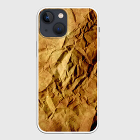 Чехол для iPhone 13 mini с принтом Старая мятая бумага в Тюмени,  |  | crumpled | dirty | old | packaging | paper | relief | rusty | texture | wrinkled | yellow | бумага | грязная | желтая | мятая | помятая | рельеф | ржавая | старая | текстура | упаковочная