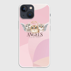 Чехол для iPhone 13 mini с принтом Кошечки   ангелы в Тюмени,  |  | angels | ангел | ангелы | кот | котенок | котик | кошка | милая