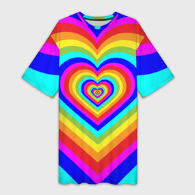 Платье-футболка 3D с принтом Цветные сердца  Colored hearts в Тюмени,  |  | 00s | 2000s | 70s | 80s | 90s | aesthetic | bratz | colour | cow | cute | funny | girl | girly | glitter | grunge | heart | indie | meme | memes | pastel | pink | pinterest | popular | rainbow | retro | tiktok | trending | trendy | tumblr | vintage | vsco