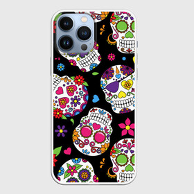 Чехол для iPhone 13 Pro Max с принтом SKULLS1 в Тюмени,  |  | skull | мексика | паттерн | праздник | цветы | черепа
