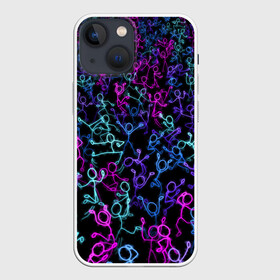 Чехол для iPhone 13 mini с принтом Neon Rave Party в Тюмени,  |  | disco | rave | дискотека | неоновый | рейв | танцы | человечки